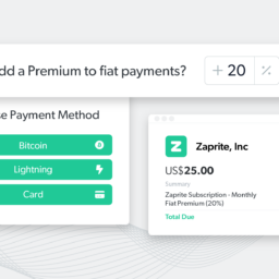 Screenshot showing a Zaprite Checkout with a fiat premium added