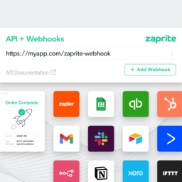 an image of various logos for services that can be connected to zaprite via our public api